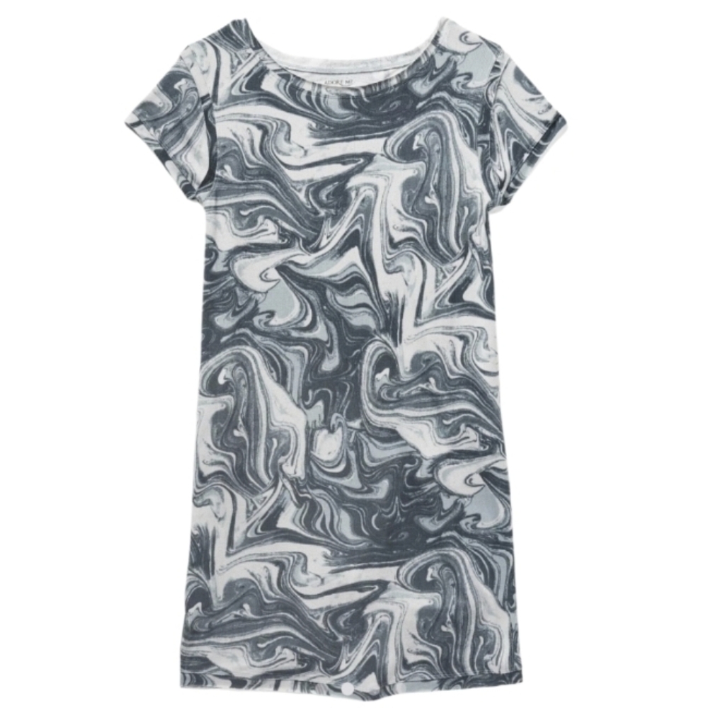 Adore Me Paula Tie Dye Teal Blue and Aqua Swirl Lounge Dress Size Large‎